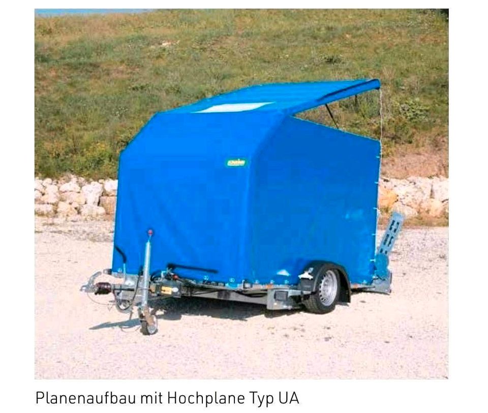 Absenkanhänger Motorradanhänger mit Planenaufbau UA 2615-14-13