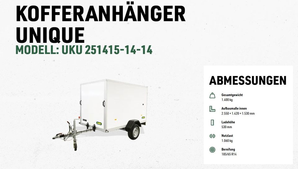 Kofferanhänger UNSINN UKU 251415-14-14  1400 kg  100 km/h