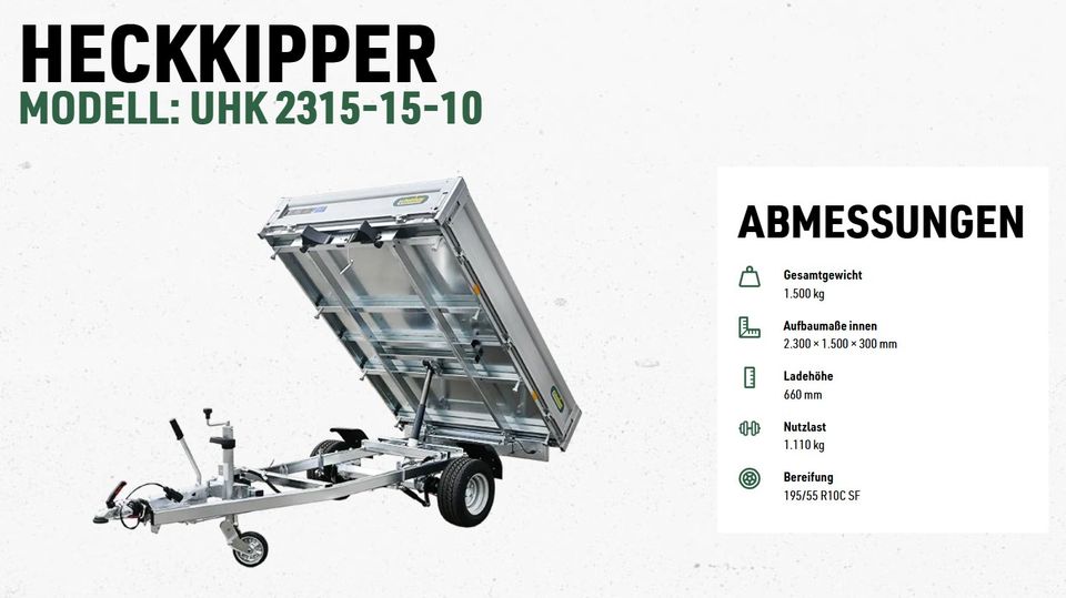 Unsinn Heckkipper  UHK 2315-15-10  *AKTION* 100 km/h